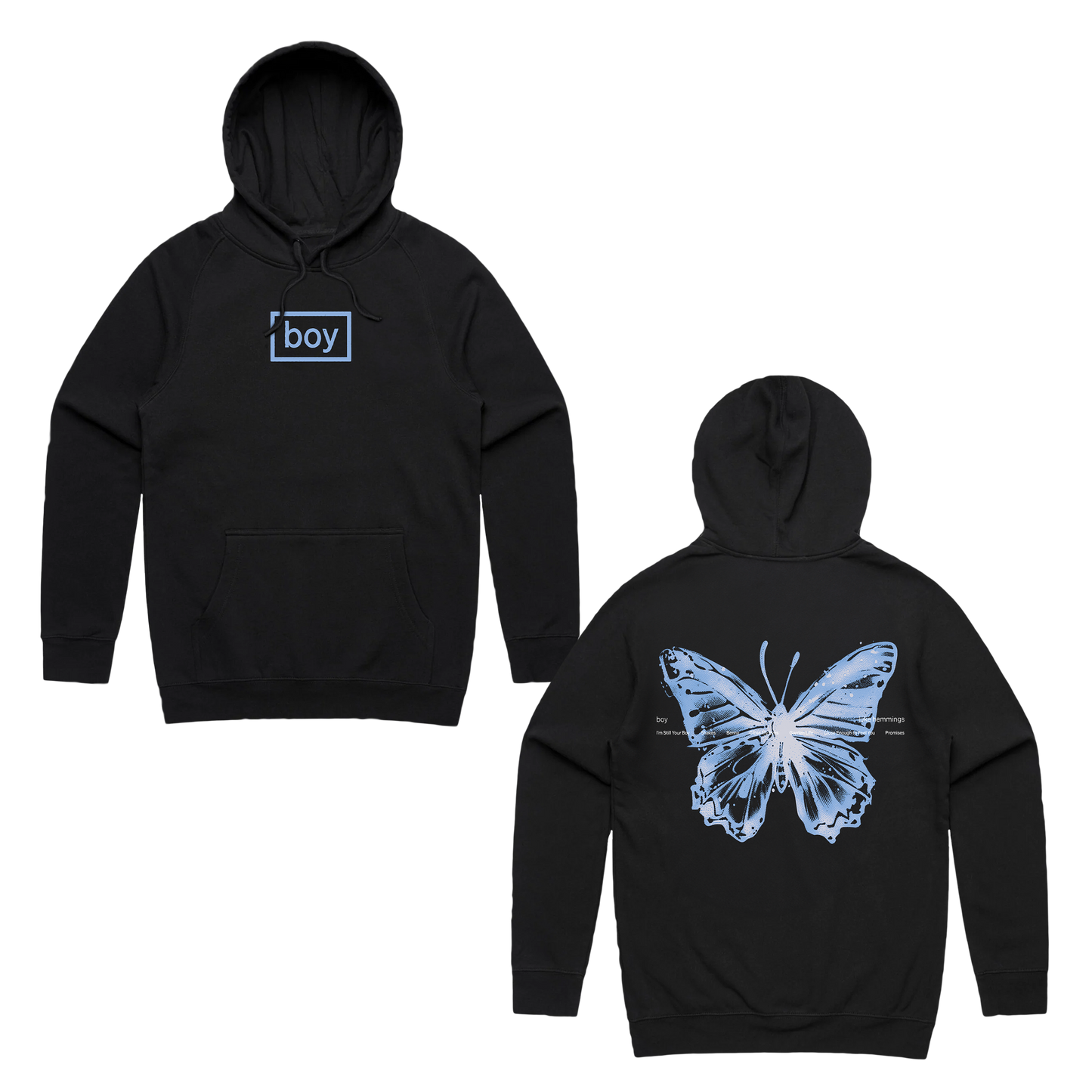 Boy Butterfly Black Hoodie